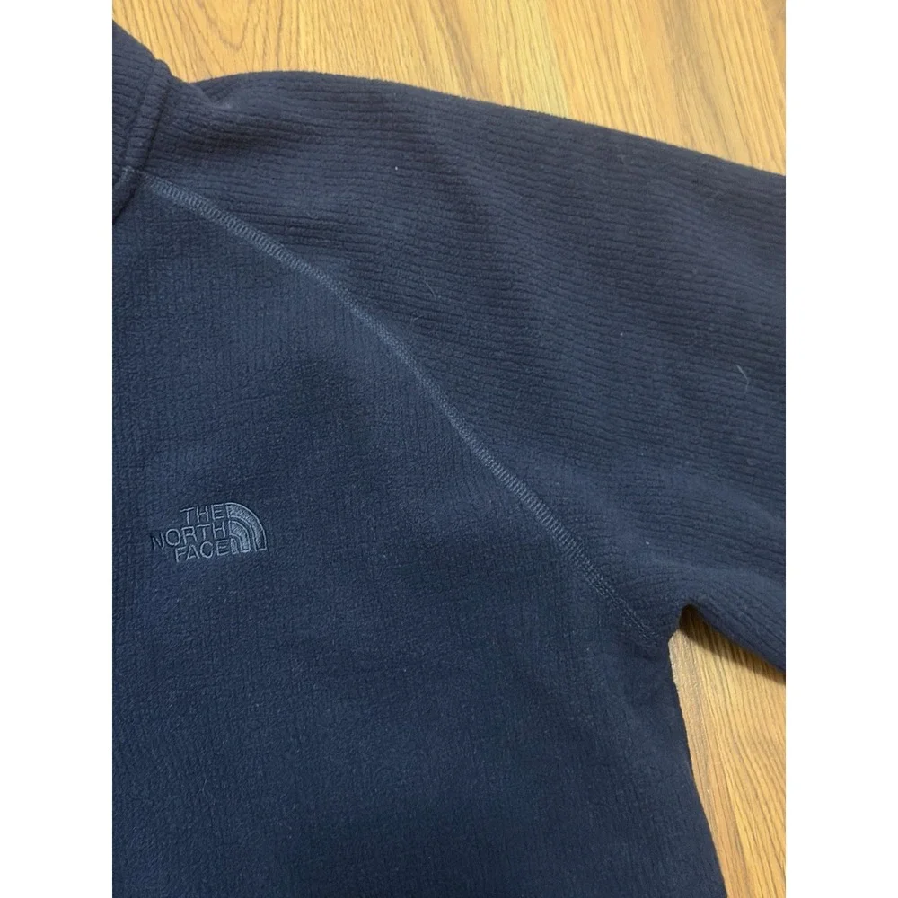 The North Face Waffle Fleece Quarter Zip Pullover Mens Large Navy Blue